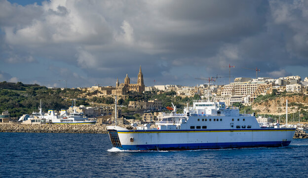 malta gozo ferry crossing in the mediterranean sea