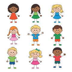 Fototapeta premium Diverse group of happy children standing together