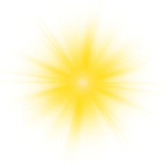 Obraz premium Png star light combining yellow golden sunlight rays and sun energy. Soft sparkle blends with sharp sparks around the starburst. Expressive glowing light on white background. Vector illustration. 