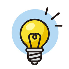 光っているランプ。ヒント、発見、アイディア。電球のデザイン。Glowing lamp icon.