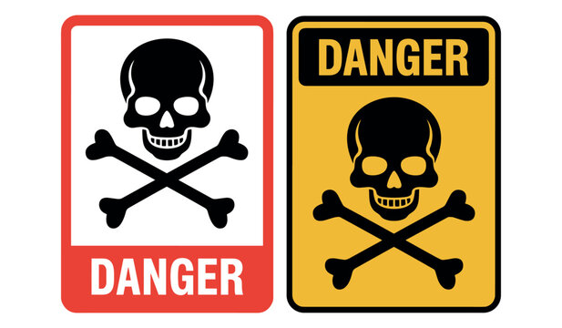 Danger sign with skull and crossbones symbol warning of hazard danger, warning, hazard, skull, crossbones, toxic