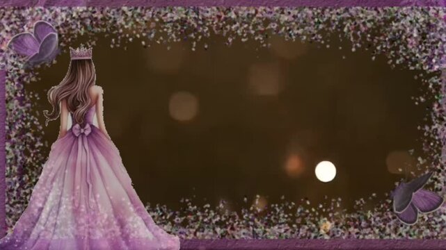 Sweet 16 princess golden bokeh sparkle motion background video