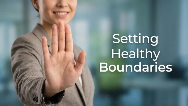Setting personal boundary with ancestral approach to stop hand gesture improving mental health and emotional well being daily life confidence respect