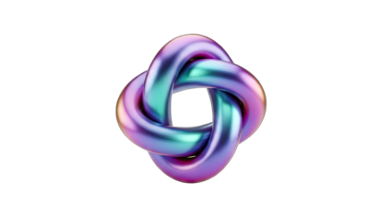 3D Iridescent Knot on White Background