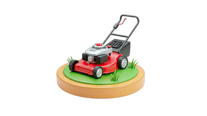 Fototapeta premium 3D Lawn Mower on a Round Green Patch