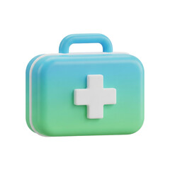Obraz premium A vibrant 3D rendering of a first aid kit essential for emergencies.