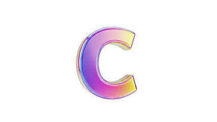 3D Letter C Rendered with Gradient Colors on White