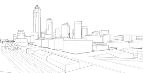 Obraz premium city ​​metropolis sketch 3d illustration