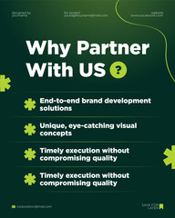 Editable Agency Collaboration Template with Bold Green Theme and Sectioned Value Propositions
