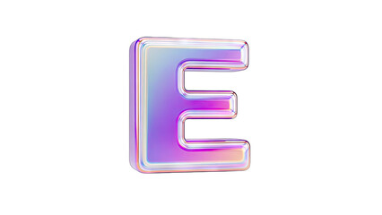 3D Letter E with Holographic Effect on White Background