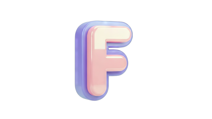 3D Letter F with Gradient Colors on White Background