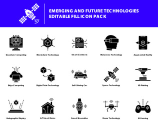 Emerging Technologies Fill icon Set Editable Stroke