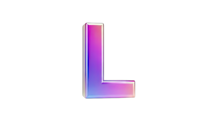 3D Letter L in Gradient Colors on White Background