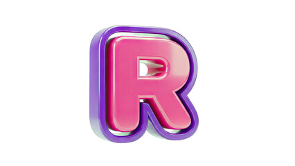 3D Letter R with Purple and Pink Colors on White