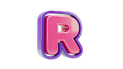 3D Letter R with Purple and Pink Colors on White