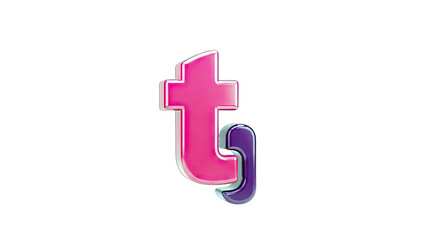3D Letter T and J Logo on White Background