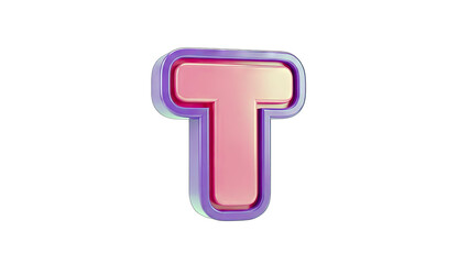 3D Letter T Rendered on White Background