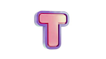 3D Letter T Rendered on White Background