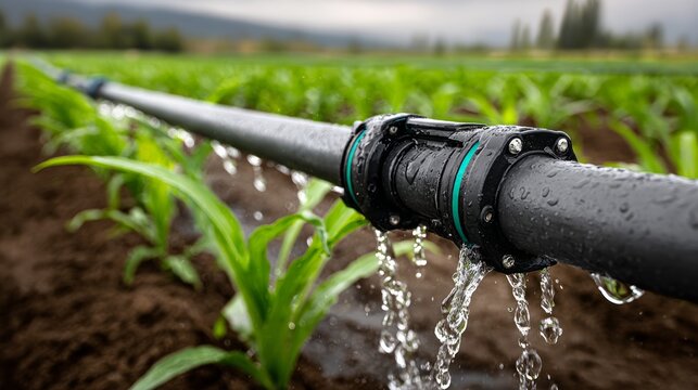 A black pipe with water dripping from it. The water is falling from the pipe and is dripping onto the ground