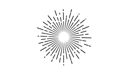 Obraz premium A classic black and white sunburst element with radiating lines in a vintage style perfect for creating emphasis in graphic design projects.