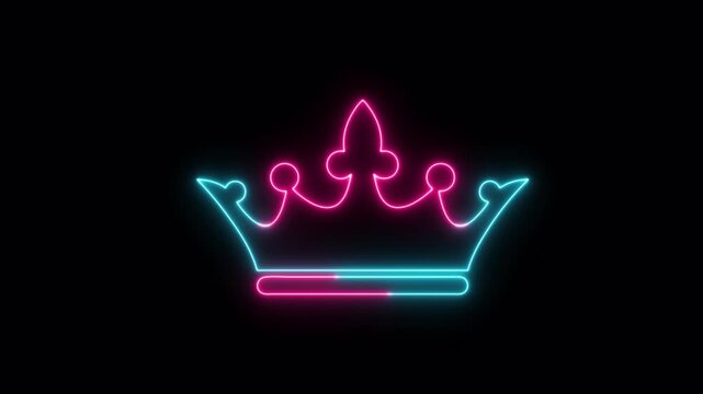 Crown icon neon video animation