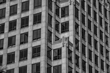 Background of Modern Gothic Architecture on a Building Wall in Black and White.