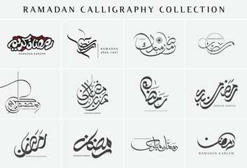 Ramadan Kareem Arabic Calligraphy Collection &ndash; Islamic Ramzan Mubarak Religious Typography, Traditional and Modern Lettering Designs for Posters, Banners, Cards, Backgrounds and Branding
