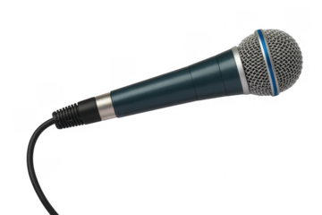 Dynamic Microphone with Blue Accent audio equipment isolated on a transparent background