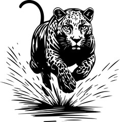 A fierce wildcat predator tiger face vector illustration with a feline silhouette design on a black background for a nature wildlife logo or tattoo sketch