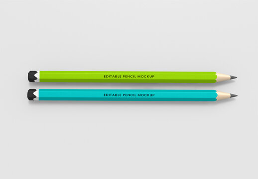 Realistic Pencil Mockup Set