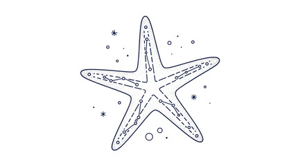 Fototapeta premium Unique dot-work illustration of a starfish with internal constellation lines, blending marine biology with celestial aesthetics.