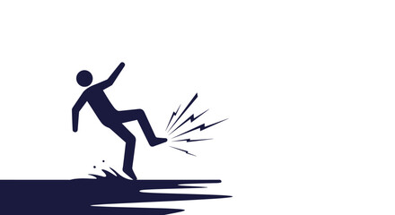 Pictogram of a person slipping on a wet surface, a universal warning symbol for caution and wet floor hazards to prevent accidents.