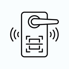 Modern Smart Door Lock with Keyless Entry System, Isolated Outline Icon