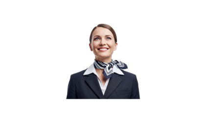 Smiling flight attendant in uniform