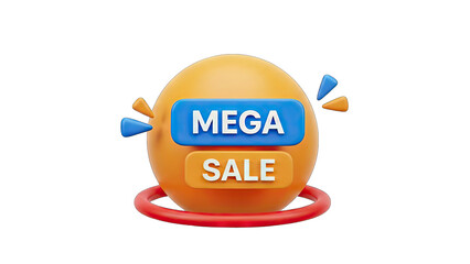 3D Mega Sale Icon on White Background