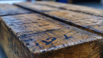 Close-up of a worn wooden Wing Chun dummy with impact marks and patina. bar promotions, beverage menus, designed for food & beverage menus and cafe branding.