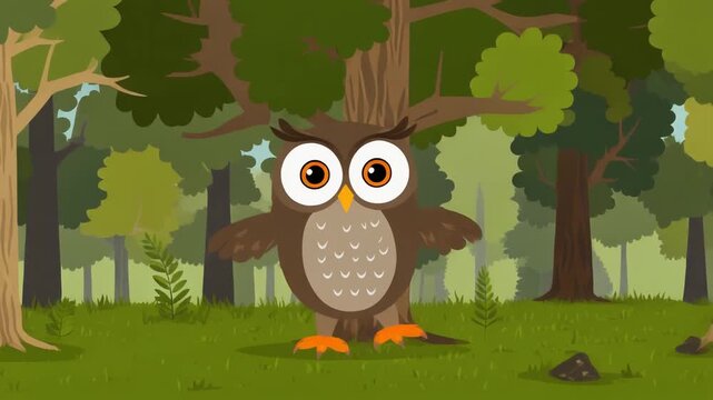 A wise owl in a vibrant forest setting