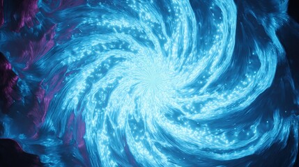 Swirling Abstract Energy: A captivating display of abstract energy, presented in a mesmerizing spiral of vibrant blues and subtle purples, evoking a sense of cosmic power and ethereal beauty.
