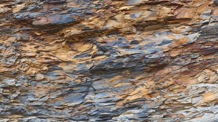 Geological rock layers exposed in a quarry wall, textured stone patterns in earth tones. event key visuals, club posters, designed for fitness apps and gym onboarding.
