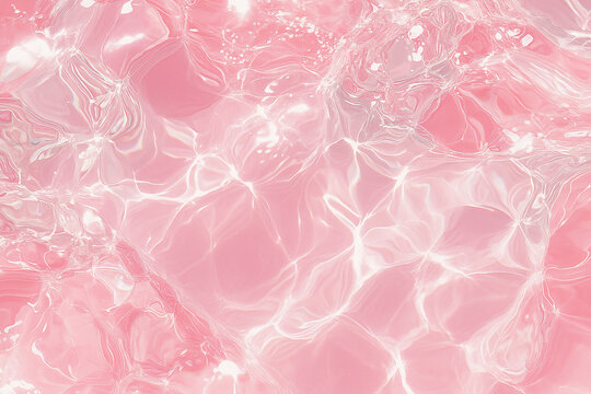 ピンクの水面がきらめく抽象背景｜うるおいスキンケア・美容液テクスチャ / Abstract pink water surface background with shimmering light | hydrating skincare, serum texture