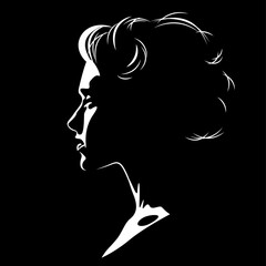 vector black and white illustration of a beautiful female face formed by a shadow. useful for advertising products for women, beauty salons, decorative and care cosmetics, logo, print, poster, design