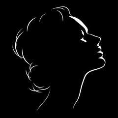 vector black and white illustration of a beautiful female face formed by a shadow. useful for advertising products for women, beauty salons, decorative and care cosmetics, logo, print, poster, design