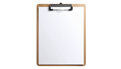 Blank Clipboard with White Paper for Presentations  Transparent Background