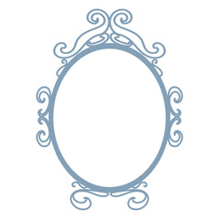 Ornate blue vignette, decorative border. Vintage frame, elegant vignette. Blue ornament frame