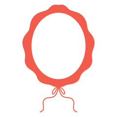 Red ribbon oval, simple vignette frame. Ribbon oval, decorative border. Vignette badge