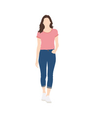 Flat vector people and illustration, woman with casual outfit