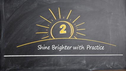 Chalk Sun with Number Two Shining on a Black Background