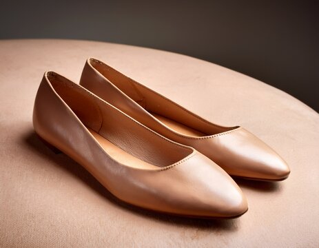pair of light brown leather ballet flats