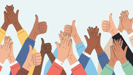 Hands clapping and giving thumbs up in appreciation