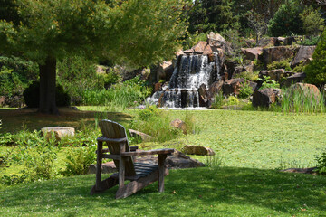 A chair in the park in summer, Saint-Jacques, N.B. Canada